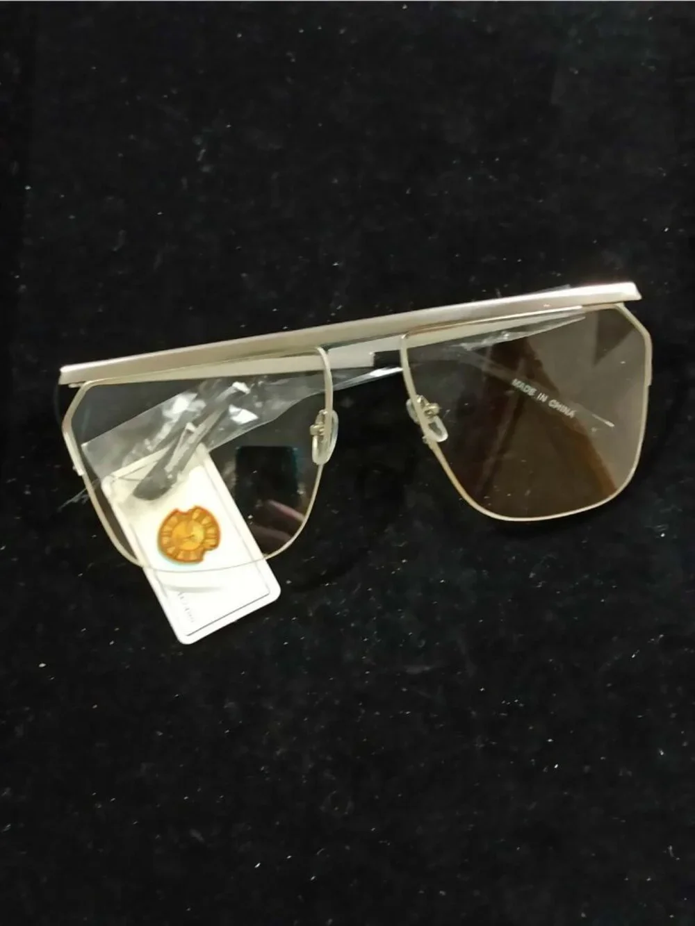 Y2K Oversized Shield Aviator Sunglasses Gold Metal Frame Gradient Lens NEW